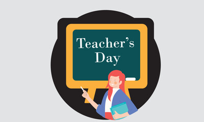 Happy teachers day  design 2022,Happy teachers day card, poster, banner, social media design, Teacher's day greeting with blackboard and books and teacher 