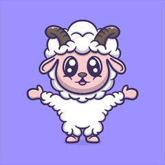 Cute happiness goat cartoon vector icon illustration animal activities