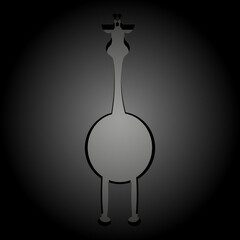 Cut out paper card with black giraffe silhouette. Giraffe on style black background. Concept with african animal.