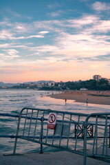 Fototapeta na wymiar Beach forbidden during dusk