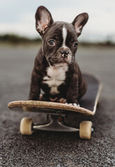 french bulldog puppy on skateboard © Katie
