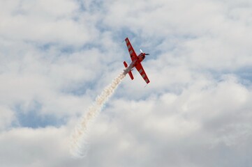 Sports aircraft Extra-330 in the sky at the International Aviation and Space Salon MAKS-2021