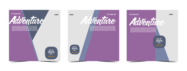 Travel business promotion web banner template design for social media Travel, tourism or summer vacation online marketing flyer, post or poster with abstract graphic background and logo.