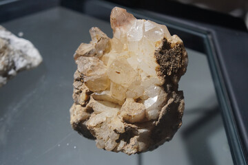 White Quartz crystalline mineral stone, silicon dioxide.
