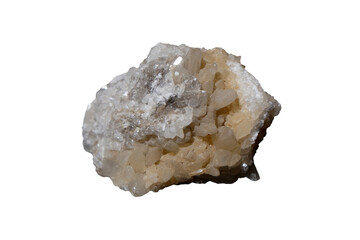 quartz crystalline mineral rock stone isolated on white background. silicon dioxide.