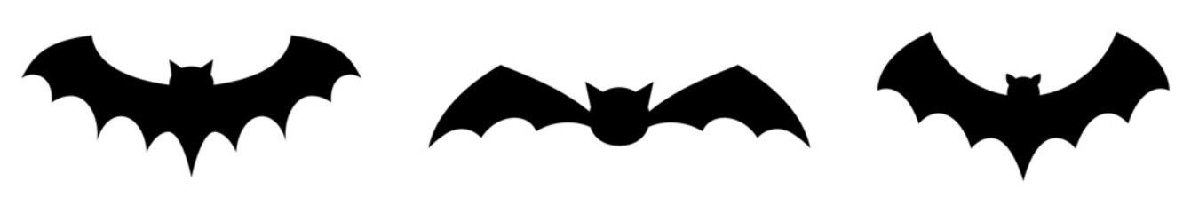 Bat icon set. Halloween symbol. Vector illustration isolated on white background