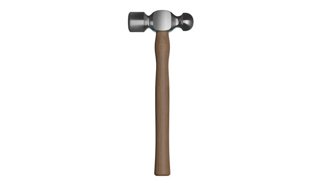 A 3d render of A Ball and Peen Hammer suitable for use as a web decoration or icon.