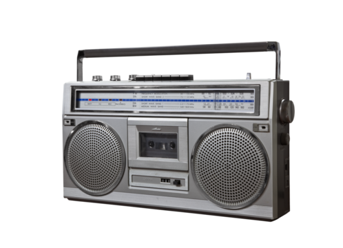 Vintage bom box portable stereo isolated.