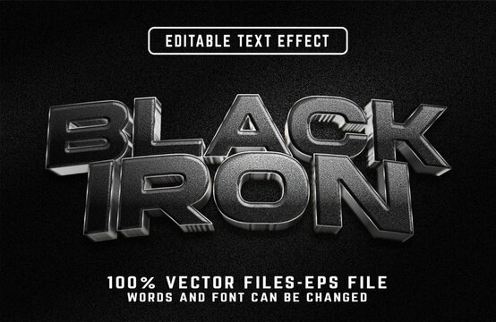 Black Iron 3d Realistic Text Effect Premium Vectors