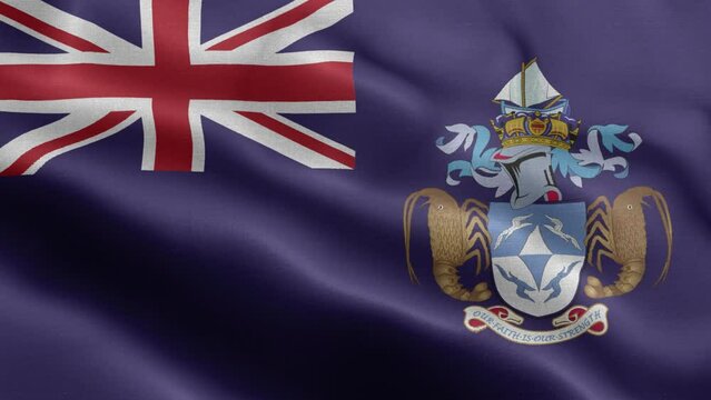 Flag Of Trista Da Cunha - Trista Da Cunha Flag High Detail - National flag Tristan Da Cunha Island wave Pattern loopable Elements - Fabric texture and endless loop - Seamless loop - Highly Detailed