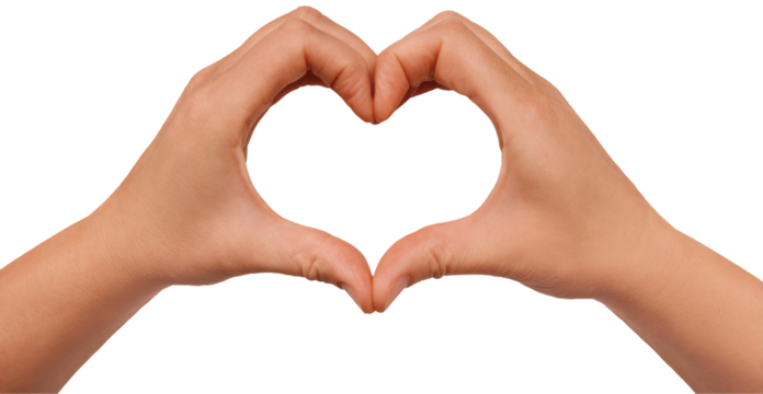 Gesture series: hands symbolically form a heart.