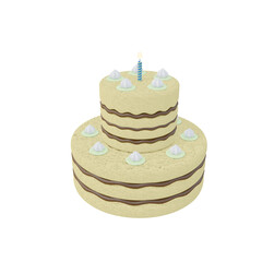 chocolate birthday cake in 3d render