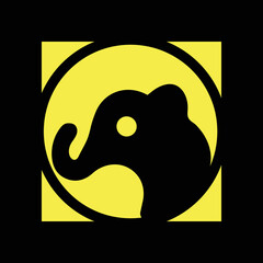 Circle elephant animal vector logo 