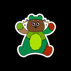 Sticker with a Frankenstein bear. Halloween
