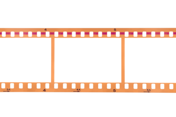 Vintage 35mm film strip with cut out frames isolated