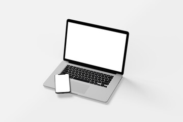 Fototapeta premium Laptop and phone mockup
