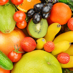 Beautiful background from various vegetables and fruits.