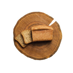 Bread on slice of wood