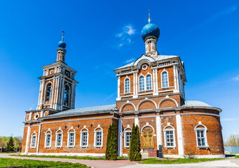 Fototapeta na wymiar Assumption Church in the Russian-Byzantine style in Shilovo, Ryazan region, Russia