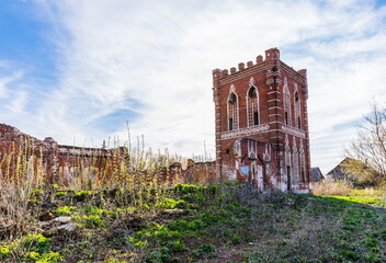
Neo-Gothic ruined manor of Baron von Launitz in the Ryazan region, Russia