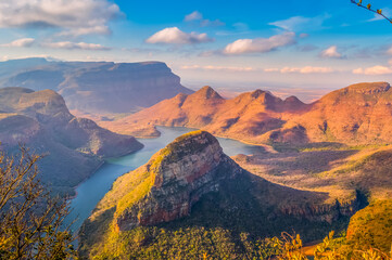 Beautiful and panoramic Blyde river canyon and Three Rondawels i
