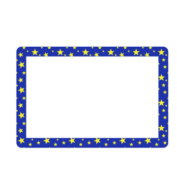 Rectangular frame. Yellow stars on a blue background.