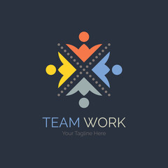 team work connection people logo design template for brand or company and other