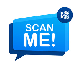 QR code for smartphone. Inscription scan me with smartphone icon. Qr code for payment.  illustration.