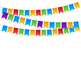 Birthday party invitation banners. Set of flag garlands.  stock illustration