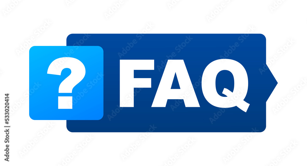 Aufkleber frequently asked questions faq banner. computer with question icons. stock illustration