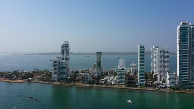 The Cartagena Colombia Bocagrande District Aerial 360 panorama View