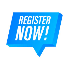 Blue banner register now.  stock illustration