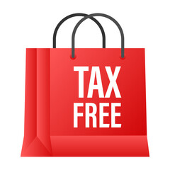 Modern red tax free sign on white background.  stock illustration