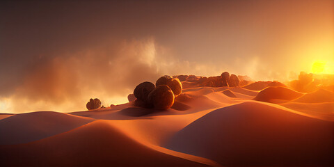 Naklejka na ściany i meble sunset on the desert