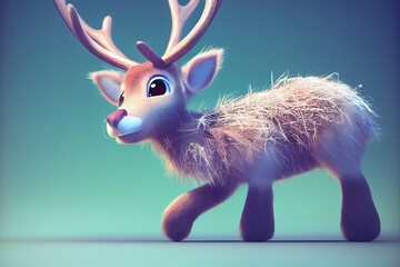 Fototapeta premium An adorable reindeer with 3D shading and CGI look to celebrate the Christmas holiday