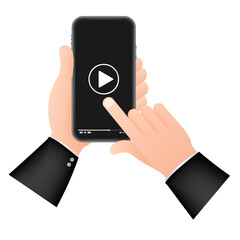 Video smartphone, great design for any purposes. Live video streaming. Web design. Digital device.  stock illustration
