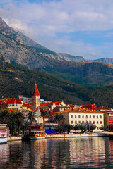 scenic summer view in Croatian resort - Makarska, Dalmatia, Croatia, Adriatic sea, Europe this image sell only on adobe stock