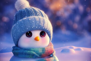 An adorable Snowman with 3D shading and CGI look to celebrate the Christmas holiday