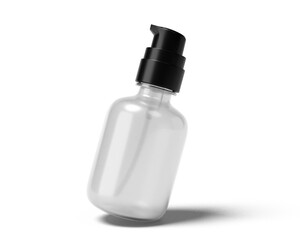 Blank clear spray bottle packaging isolated on transparent background, prepared for mockup, 3D render.