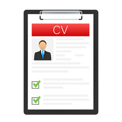 CV resume. Job interview concept. Writing a resume. Laptop with personal resume.  illustration