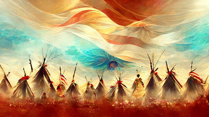 Native American Indian House Tepees, Suitable to use on Native American day event on United States of America