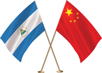  Nicaragua,China flag together.Nicaragua,Chinese flag together