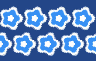 Blue flower oriental ethnic seamless ikat pattern traditional ethnic thai pattern native .Use in background,wallpaper,carpet,clothing,wrapping,fabric,silk,batik,tie dye. Vector ethnic embroidery ikat.