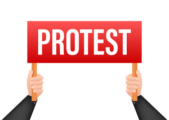 Protesters hands holding protest signs.  stock illustration