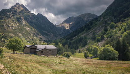 Fototapeta na wymiar Landscape Panoramic View of Vall d'Incles, Andorra