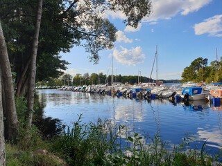 Boats on the swedish coast in beautiful weather