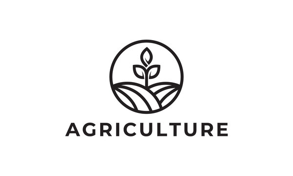 agriculture tree and circle logo combination, unique concept. farm symbol icon