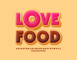 Obraz premium Vector creative Emblem Love Food. Sweet tasty Font. Choco Alphabet Letters and Numbers set 