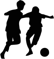 silhouette of football player in best action with transparent background