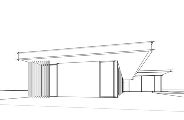 3d sketch project of modern villa architectural drawing